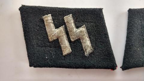 WW2 GERMAN NAZI WAFFEN SS NCO MATCHED COLLAR TABS SET WITH BOTH RZM MAKER TAGS