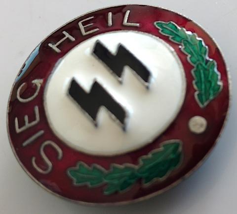 WW2 GERMAN NAZI WAFFEN SS NICE EMANEL SIEG HEIL PIN WITH RZM MAKER MARKED