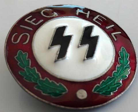 WW2 GERMAN NAZI WAFFEN SS NICE EMANEL SIEG HEIL PIN WITH RZM MAKER MARKED