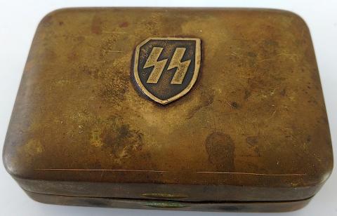 WW2 GERMAN NAZI WAFFEN SS NICE HANDMADE WAR PERIOD METAL BOX WITH SS RUNES