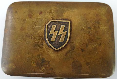 WW2 GERMAN NAZI WAFFEN SS NICE HANDMADE WAR PERIOD METAL BOX WITH SS RUNES