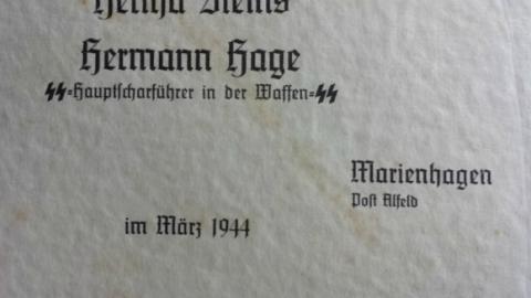 WW2 GERMAN NAZI WAFFEN SS NOTICE OF WEDDING FOR SS SOLDIER DOCUMENT