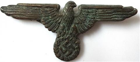 WW2 GERMAN NAZI WAFFEN SS OFFICER VISOR CAP EAGLE PIN RZM MARKED RELIC FOUND
