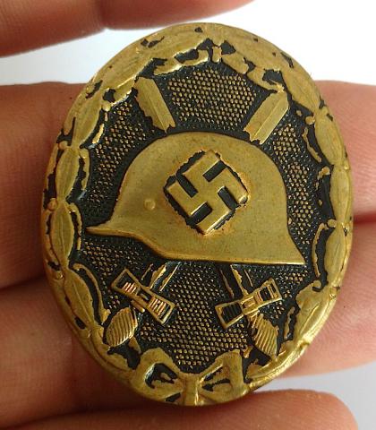 WW2 GERMAN NAZI WAFFEN SS OR WEHRMACHT LDO CASED WOUND BADGE AWARD IN GOLD WOW