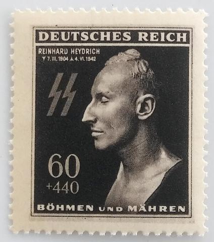 WW2 GERMAN NAZI WAFFEN SS REINHARD HEINRICH - the holocaust architect - ORIGINAL PERIOD OF THE THIRD REICH STAMP