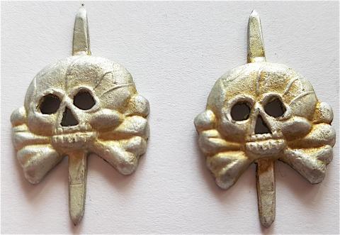 WW2 GERMAN NAZI WAFFEN SS PANZER GRENADIER DIVISION COLLAR TAB SKULLS SET TOTENKOPF EARLY WAR WW2 GERMAN NAZI WAFFEN SS PANZER GRENADIER DIVISION COLLAR TAB SKULLS SET TOTENKOPF EARLY WAR