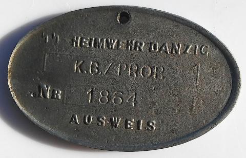 WW2 GERMAN NAZI WAFFEN SS RARE AUSWEIS METAL ID NUMBERED DANZIG POLICE GESTAPO SS SECURITY OFFICE WITH EAGLE & SWASTIKA