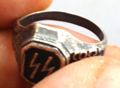 WW2 GERMAN NAZI WAFFEN SS SILVER RING UNMARKED WITH NICE SS RUNES