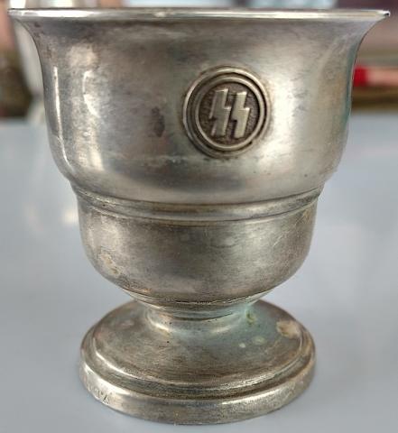 WW2 GERMAN NAZI WAFFEN SS SILVERWARE EGGCUP WITH SS RUNES