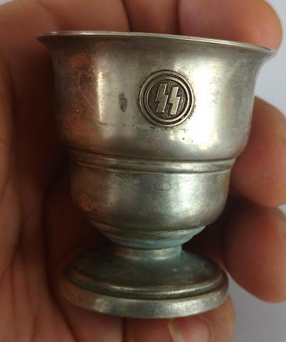 WW2 GERMAN NAZI WAFFEN SS SILVERWARE EGGCUP WITH SS RUNES