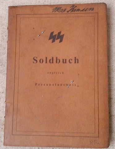 WW2 GERMAN NAZI WAFFEN SS SPECIAL PROTECTION DIVISION OF ADOLF HITLER NSDAP THIRD REICH LEADERS GRUPPENFÜHRER SOLDBUCH ID WITH NICE STAMPS + PHOTOS + NAME