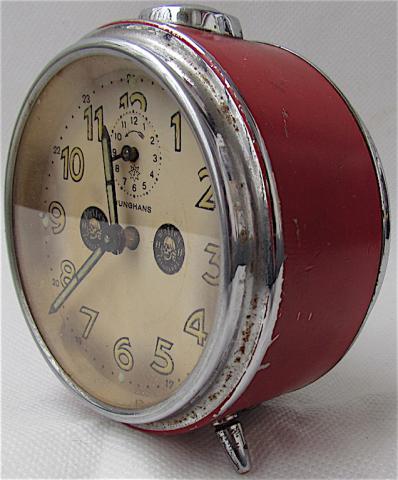 WW2 GERMAN NAZI WAFFEN SS TOTENKOPF DIVISION RED ALARM CLOCK WITH NICE SS SKULL DECALS