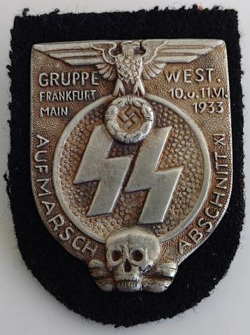 WW2 GERMAN NAZI WAFFEN SS TOTENKOPF FRANKFURT GRUPPEN EARLY PANZER DIVISION BADGE by GES GESCH