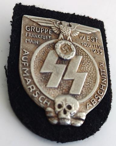 WW2 GERMAN NAZI WAFFEN SS TOTENKOPF FRANKFURT GRUPPEN EARLY PANZER DIVISION BADGE by GES GESCH