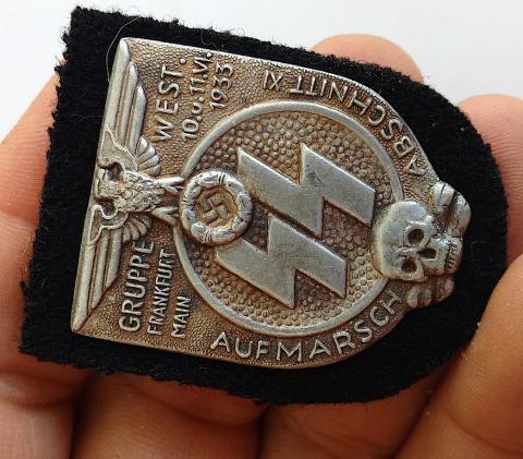 WW2 GERMAN NAZI WAFFEN SS TOTENKOPF FRANKFURT GRUPPEN EARLY PANZER DIVISION BADGE by GES GESCH