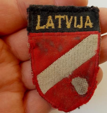 WW2 GERMAN NAZI WAFFEN SS VOLUNTEER SLEEVE TUNIC REMOVED PATCH LATVIJA LATVIAN