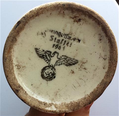 WW2 GERMAN NAZI WAFFEN SS WEHRMACHT CUP MARKED 1941 FOUND NEAR AUSCHWITZ BIRKENAU CONCENTRATION CAMP KZ KL