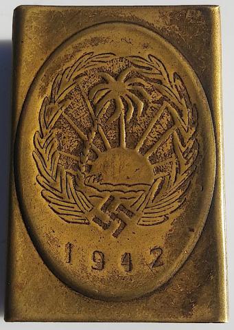 WW2 GERMAN NAZI WAFFEN SS / WEHRMACHT NIVE AFRIKAKORPS METAL MATCHES COVER WITH GES GESCH MAKER'S MARK ON THE BACK 1942 DATED
