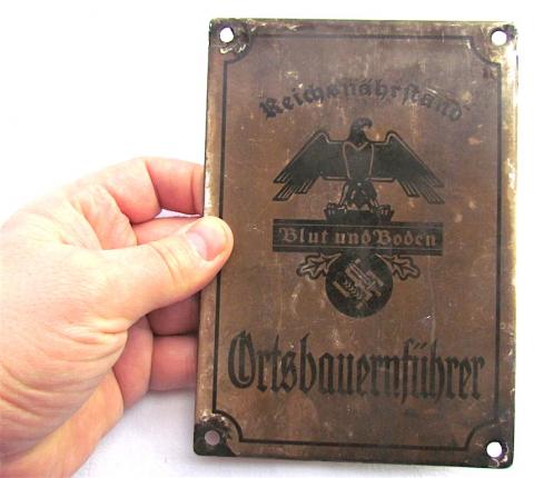 WW2 GERMAN NAZI WALL SIGN OF THE REICHSNÄHRSTAND OF A ORTSBAUERNFÜHRER THIRD REICH AGRICULTURE ORGANIZATION