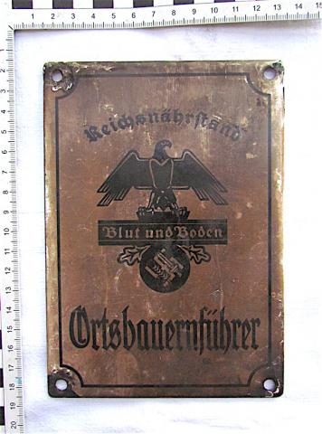 WW2 GERMAN NAZI WALL SIGN OF THE REICHSNÄHRSTAND OF A ORTSBAUERNFÜHRER THIRD REICH AGRICULTURE ORGANIZATION