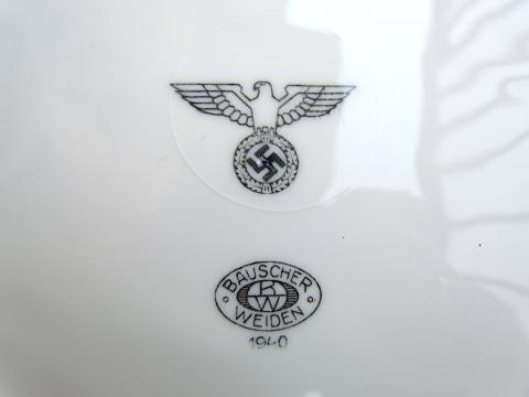 WW2 GERMAN NAZI WEHRMACHT HEER ARMY PORCELAIN PLATE MADE BY BAUSCHER WEIDEN WITH NICE EAGLE + SWASTIKA