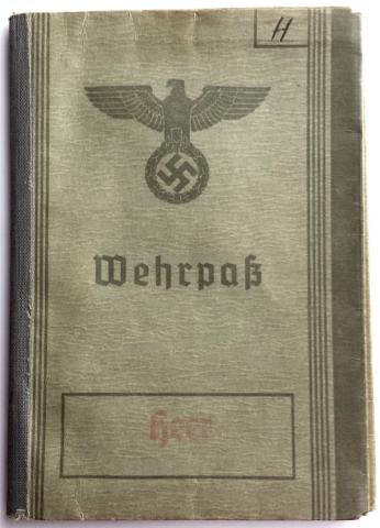 WW2 GERMAN NAZI WEHRMACHT HEER ARMY WEHRPASS WITH NICE STAMPS, ENTRIES AND PHOTO