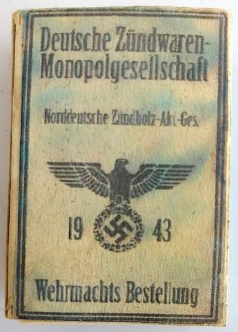 WW2 GERMAN NAZI WEHRMACHT MATCHES BOX FULL UNUSED WITH EAGLE AND HITLER