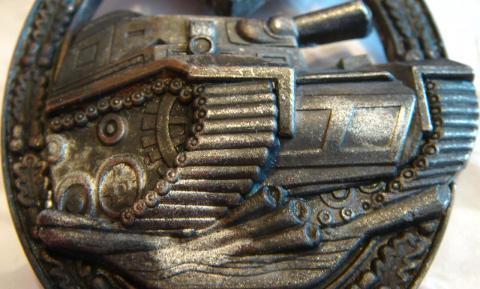 WW2 GERMAN NAZI WEHRMACHT OR WAFFE SS RARE TANK BADGE 25 INTERVENTIONS WITH MAKER MARKS ON THE BACK