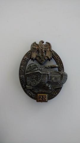 WW2 GERMAN NAZI WEHRMACHT OR WAFFEN SS PANZER GRENADIER RARE 25 INTERVENTIONS TANK ASSAULT BADGE MAKER UNKNOWN