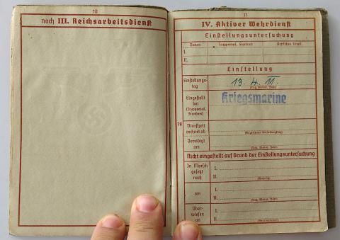 WW2 GERMAN NAZI WEHRMACHT SOLDIER WEHRPASS ID BOOK KRIEGSMARINE