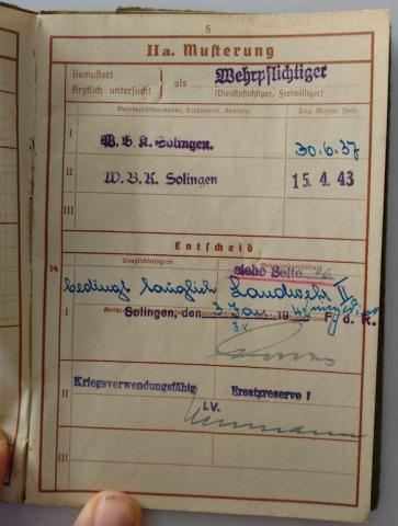 WW2 GERMAN NAZI WEHRMACHT SOLDIER WEHRPASS ID BOOK SUPER RARE WORKER - OFFICER AT THE SOLINGEN SS - SA NSKK DAGGER AND SWORD COMPANY