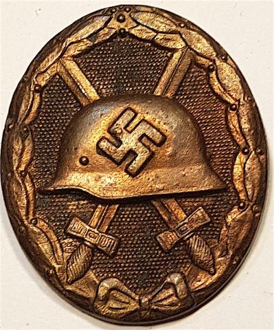WW2 GERMAN NAZI WEHRMACHT - WAFFEN SS WOUND BADGE IN GOLD AWARD MEDAL