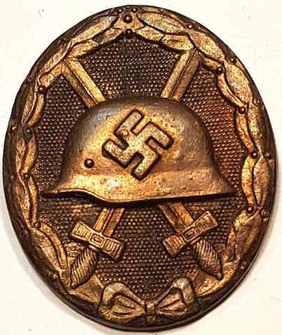 WW2 GERMAN NAZI WEHRMACHT - WAFFEN SS WOUND BADGE IN GOLD AWARD MEDAL