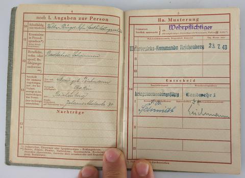 WW2 GERMAN NAZI WEHRPASS WITH PHOTO FROM KRIEGSMARINE DIVISION MILITARY SERVICE