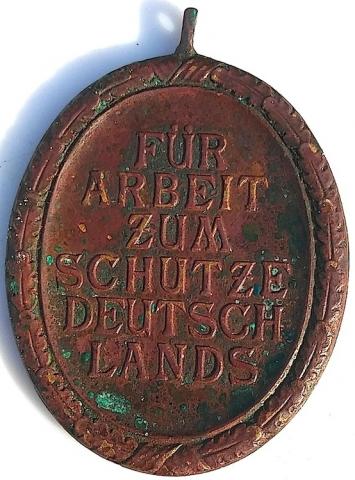 WW2 GERMAN NAZI WEST WALL MEDAL AWARD RELIC FOUND NORMANDY ATLANTIC BATTLE