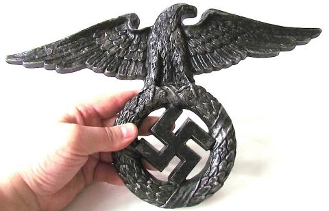 WW2 GERMAN NICE EARLY NSDAP NAZI PARTY III REICH WALL - DOOR DIECAST EAGLE