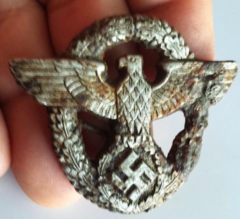 WW2 GERMAN ORIGINAL WAFFEN SS GESTAPO POLICE CAP INSIGNIA