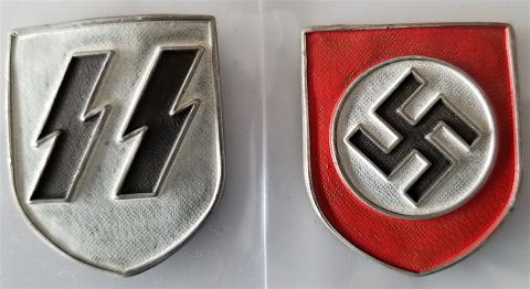 WW2 GERMAN WAFFEN SS AFRIK KORPS UNISSUED HELMET INSIGNIAS RZM MAKER