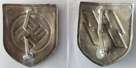 WW2 GERMAN WAFFEN SS AFRIK KORPS UNISSUED HELMET INSIGNIAS RZM MAKER