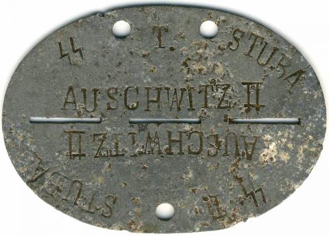 WW2 GERMAN WAFFEN SS TOTENKOPF GUARD DOGTAG AUSCHWITZ CONCENTRATION CAMP  EXTREMELY RARE, TRY TO FIND ANOTHER...  NICE HISTORICAL ITEM, RELIC FOUND NEAR BIRKENAU
