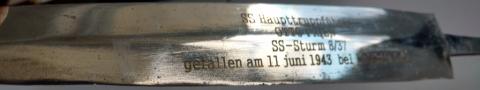 WW2 GERMAN WAFFEN SS UNIQUE SIGNED NAMED DATED DAGGER BLADE UNIQUE!!!