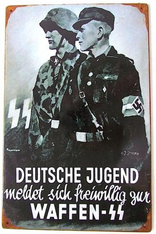 WW2 RARE GERMAN NAZI WAFFEN SS TOTENKOPF HITLER YOUTH HITLERJUGEND HJ SIGN PANEL