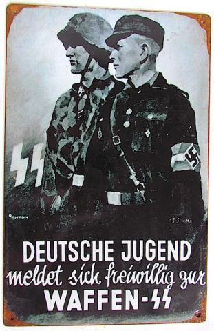 WW2 RARE GERMAN NAZI WAFFEN SS TOTENKOPF HITLER YOUTH HITLERJUGEND HJ SIGN PANEL
