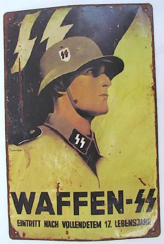 WW2 RARE GERMAN NAZI WAFFEN SS TOTENKOPF MOST FAMOUS RECRUITEMENT SIGN PANEL