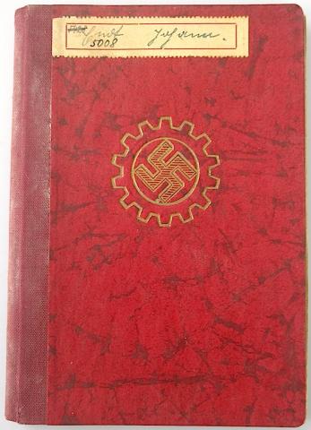 WWII GERMAN NAZI DAF membership book of German Labour Front WITH LOT OF ENTRIES - STAMPS