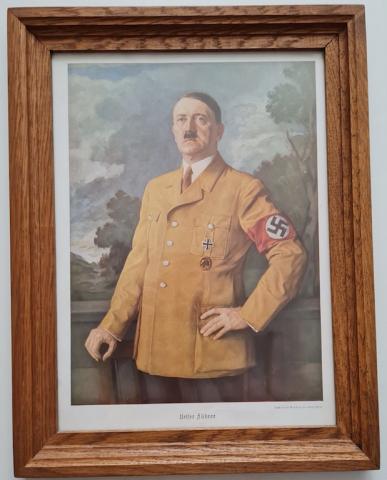 Adolf Hitler PAINTING photo frame heinrich knirr Third Reich Fuhrer ww2 bust statue
