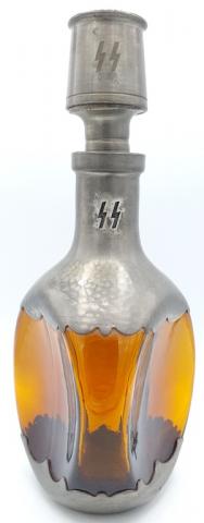original Waffen SS carafe glass bottle vodka cup silverware for sale militaria