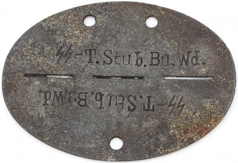 CONCENTRATION CAMP BUCHENWALD WAFFEN SS TOTENKOPF GUARD DOG TAG DOGTAG SS-T-stub.bu.Wd waffen ss holocaust original ww2