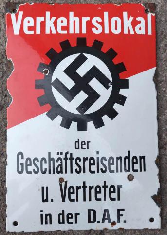 DAF panel sign enamel - German labour front of the Third Reich WW2