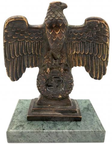 Early Third Reich NSDAP Desktop brass eagle podium statue with base